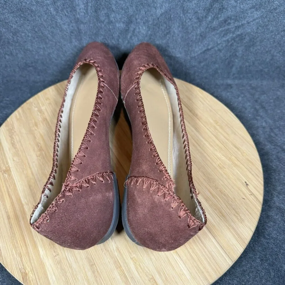 Jack Rogers Bordo Suede Leather Ballet Flats‎ Size 9.5 M